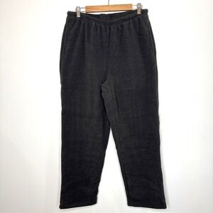 Lands' End Fleece Polartec Pull On Pant Men L Gray Thick Lounge Straight Aircore